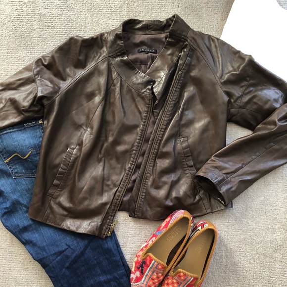 Theory Jackets & Blazers - Theory 100% brown lambskin leather jacket